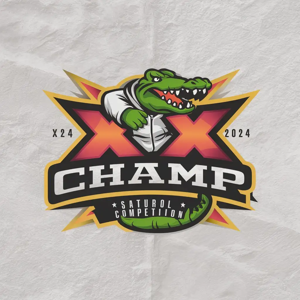 LOGO Design For XX CHAMP Crocodile in Urban Clothing Embracing Letters for 2024 Events