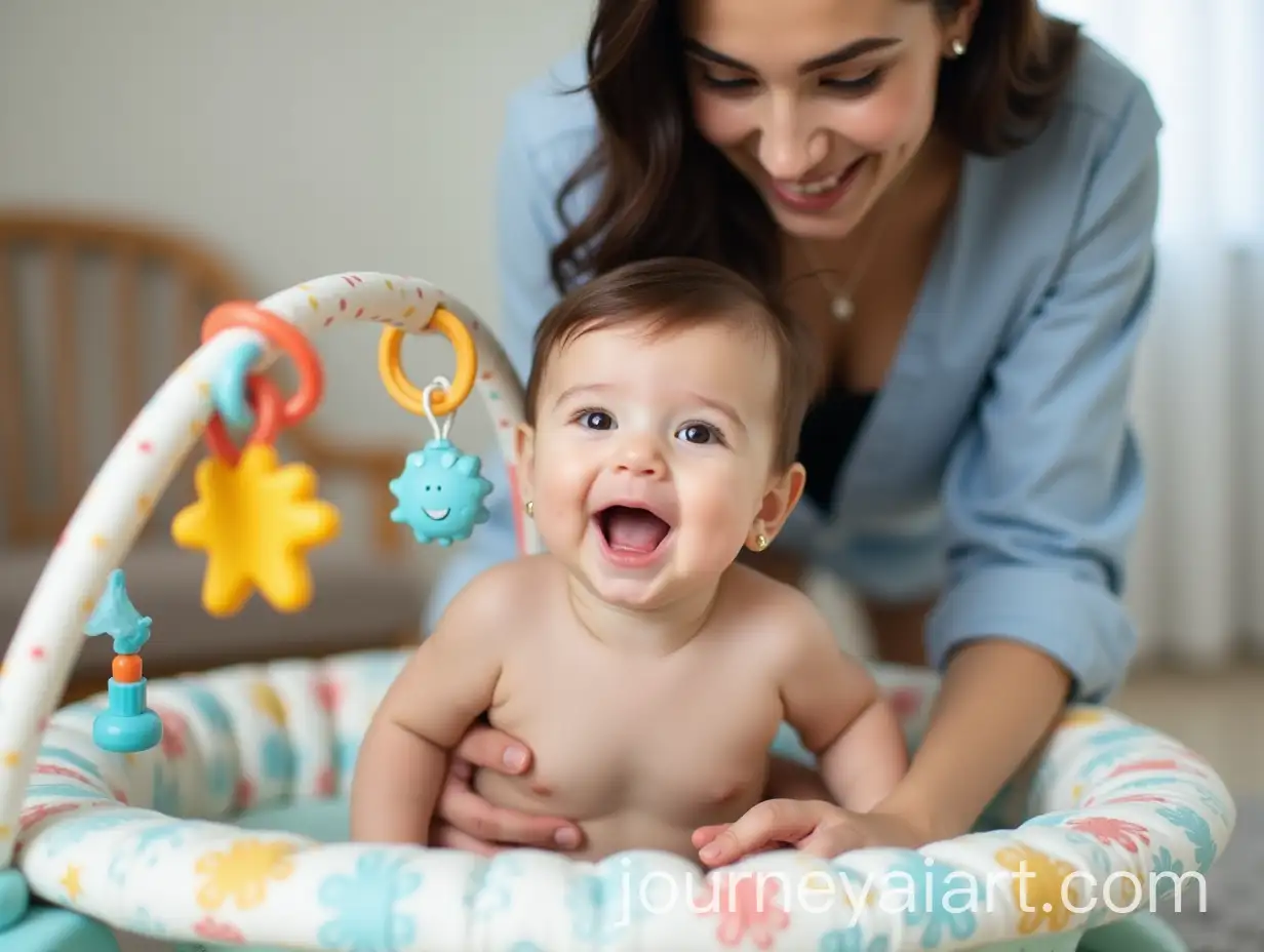 Fashion-Model-Mother-Playing-with-Baby-on-Nursery-Activity-Mat