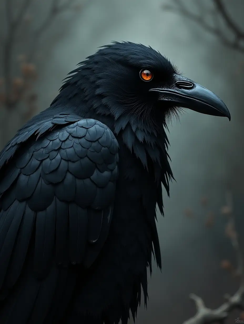 nightmare black raven in gothic style, masterpiece, gloomy background, painting art