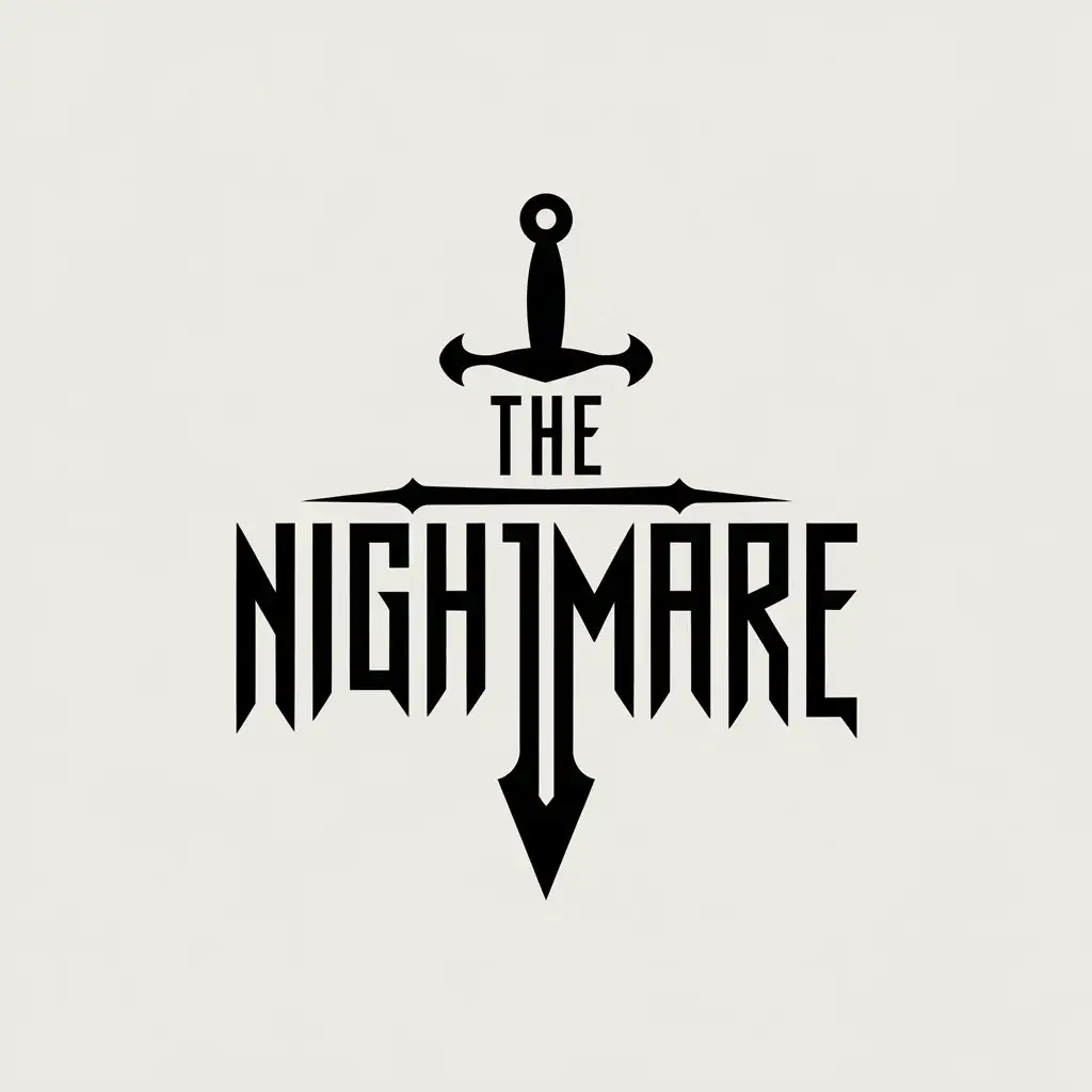 a vector logo design,with the text "THE NIGHTMARE", main symbol:Sword,Moderate,be used in STORY industry,clear background