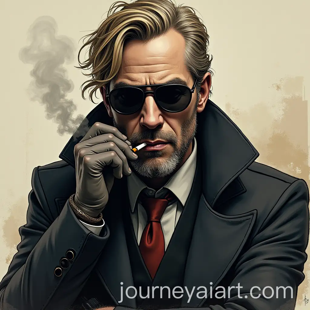 Commander-Smoking-Cigarettes-Cybernetic-Boss-in-Sketch-Mode