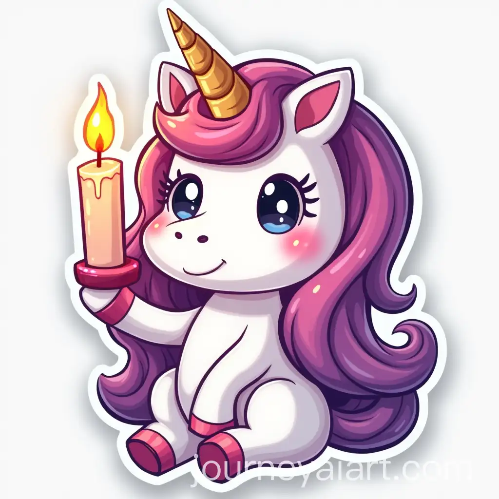 Unicorn-Sticker-with-Candle-Instead-of-Horn