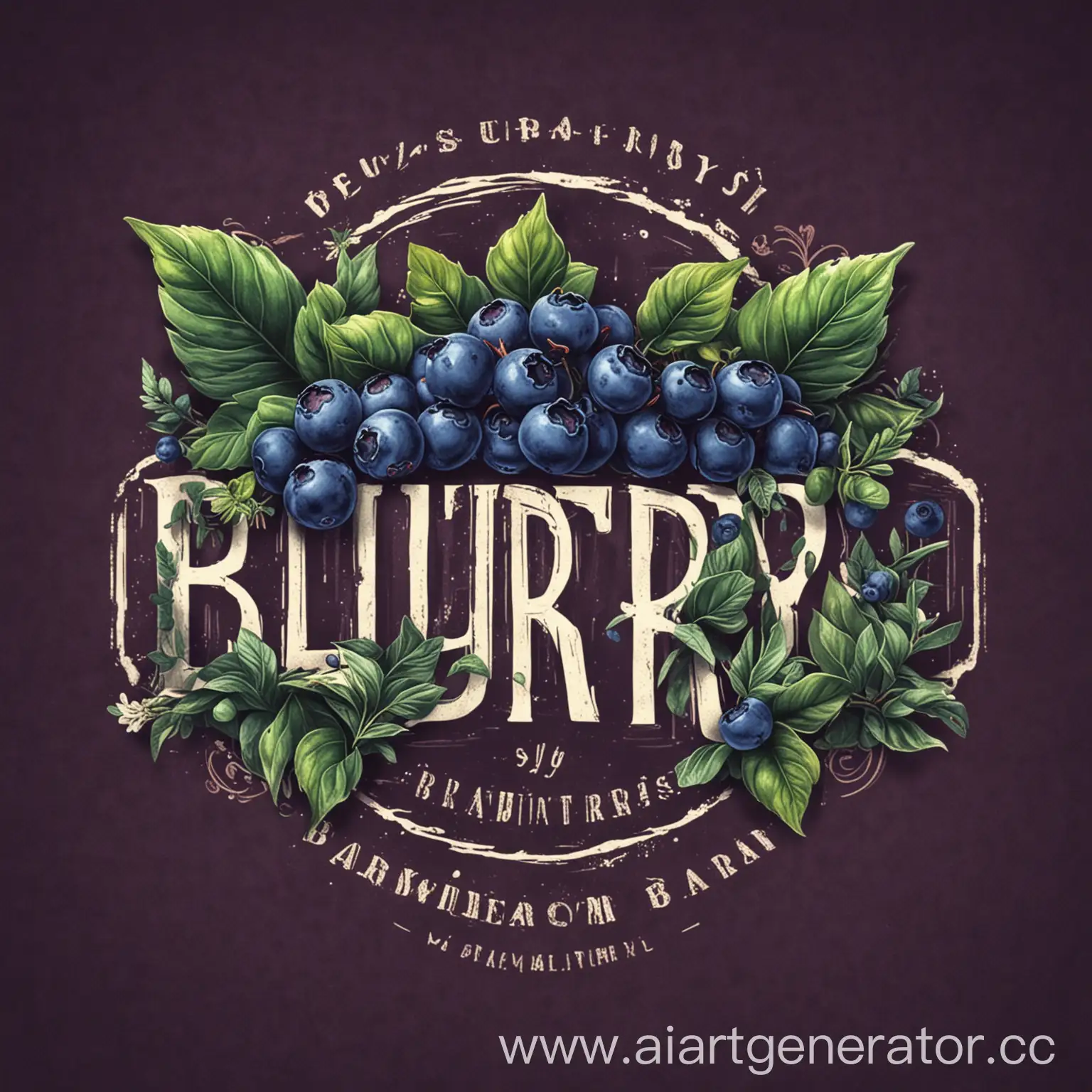 Логотип бара Blueberry Bar с большим количеством растений