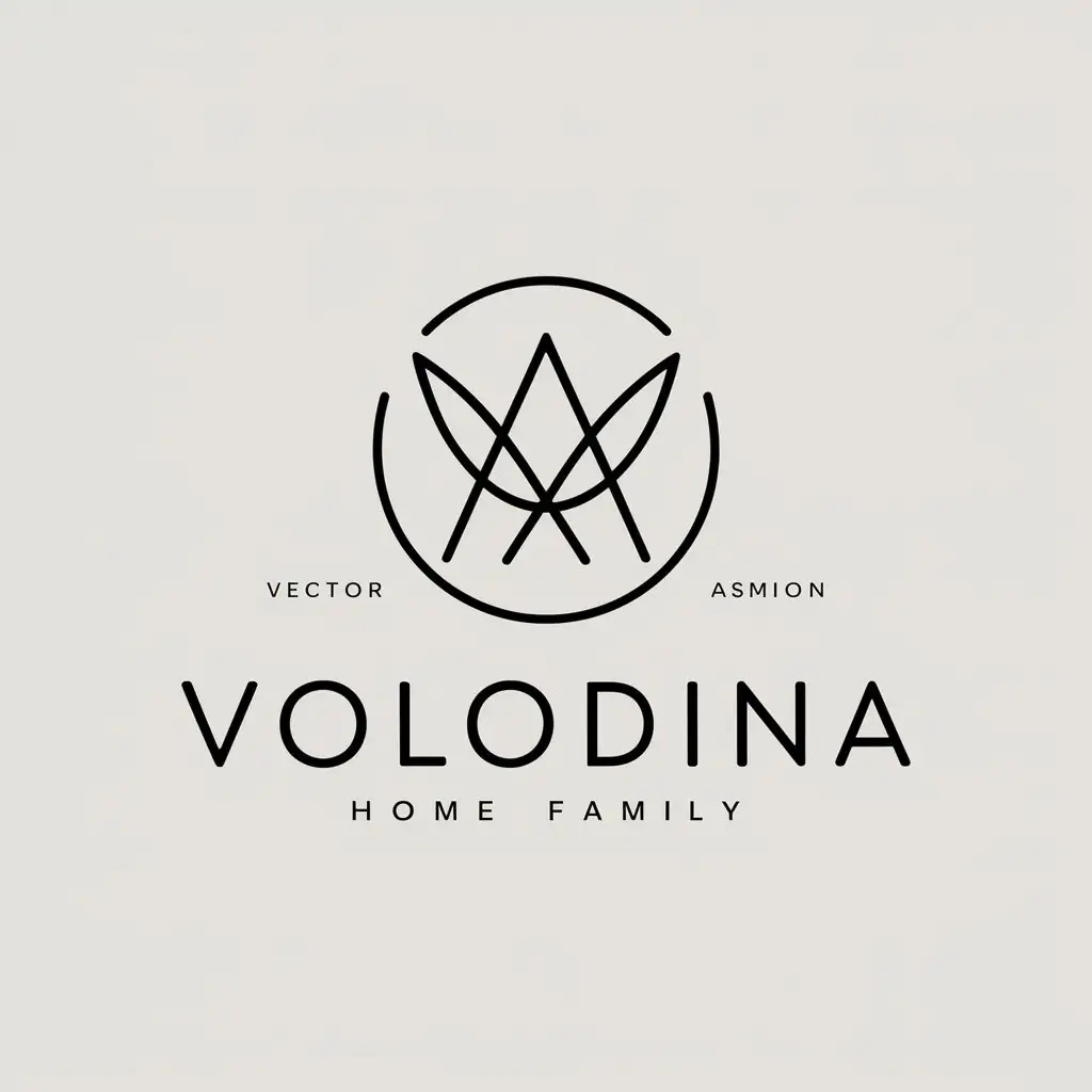 a vector logo design,with the text "Volodina", main symbol:Asya,Minimalistic,be used in Home Family industry,clear background