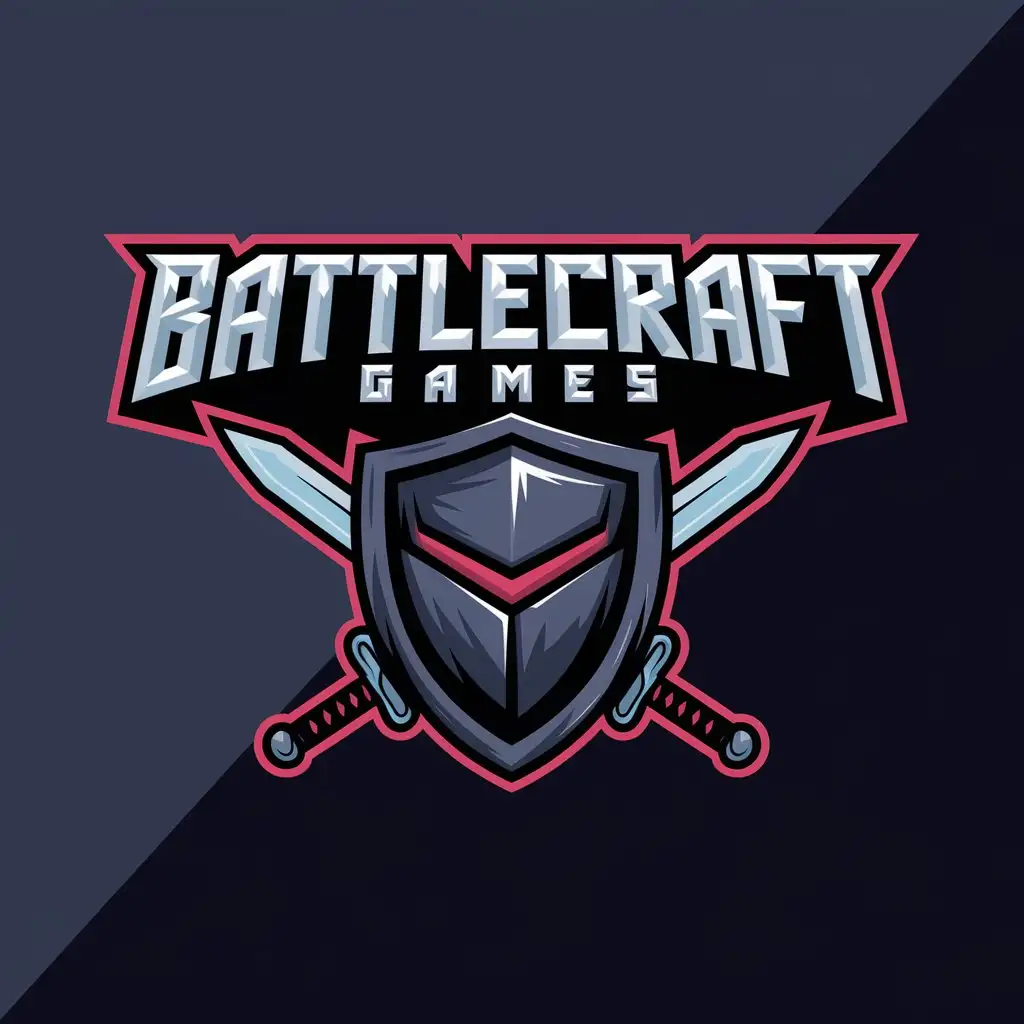 LOGO Design For BattleCraft Games Gaming Shield Pixel Art Hammer Game Controller Theme