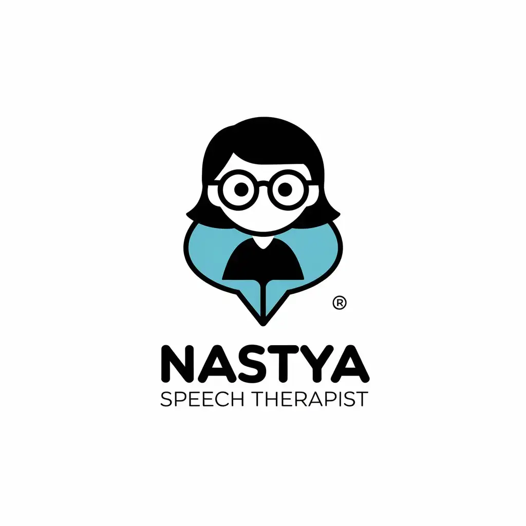 a vector logo design,with the text "Nastya-speech therapist", main symbol:Girl in glasses,Moderate,be used in Education industry,clear background