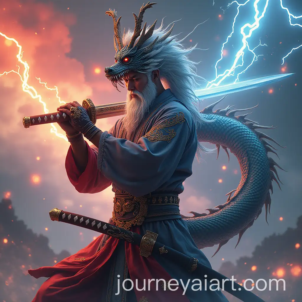 Fierce-Samurai-God-with-Dragon-Scales-and-Lightning-Discharging