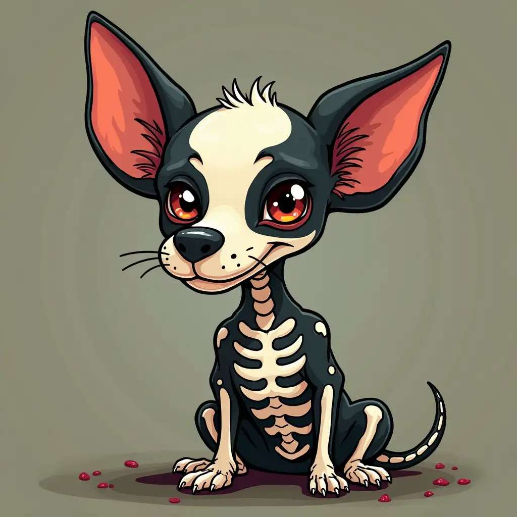 Xoloitzcuintli-Skeleton-Style-Cartoon-Illustration