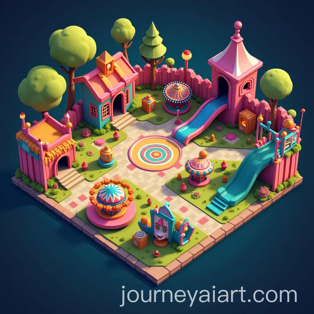 Funny-Park-3D-Cartoon-HideandSeek-Environment-with-Maze-and-Haunted-House