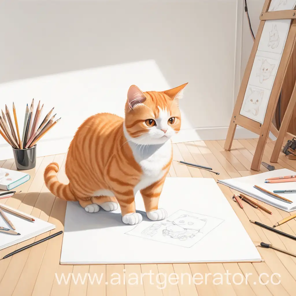 Anime-Cat-Drawing-in-Room-with-White-Background