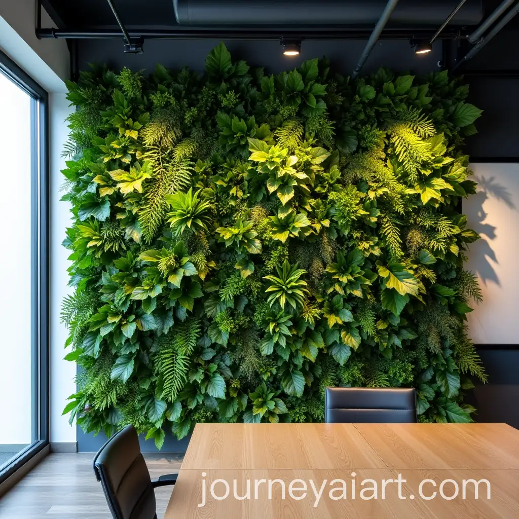 AI-Image-Prompt-ExpansionModern-Office-with-Artificial-Green-Wall-and-Foliage