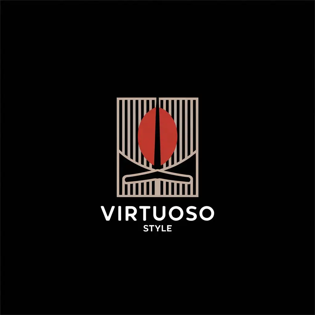 LOGO Design for Virtuoso Style Black Background VS Logo with Samurai Katana AnimeInspired Minimalism