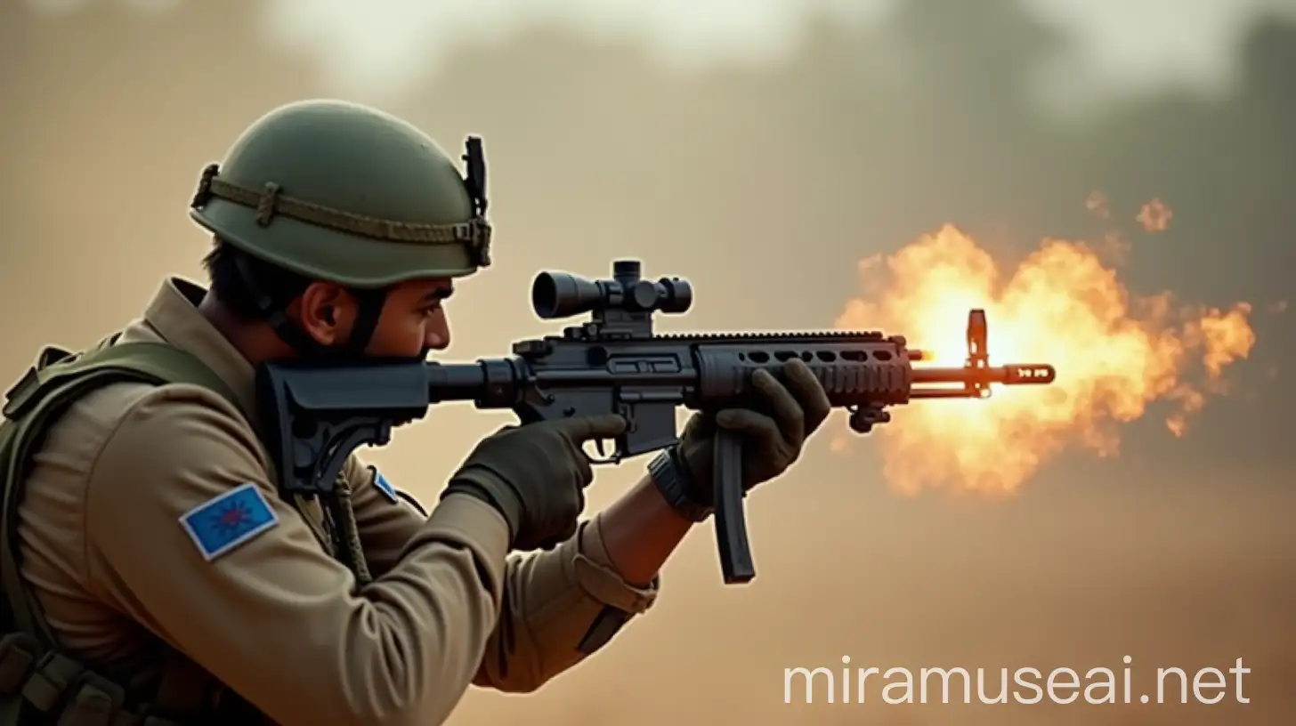 Indian CRPF Soldier Firing INSAS Rifle