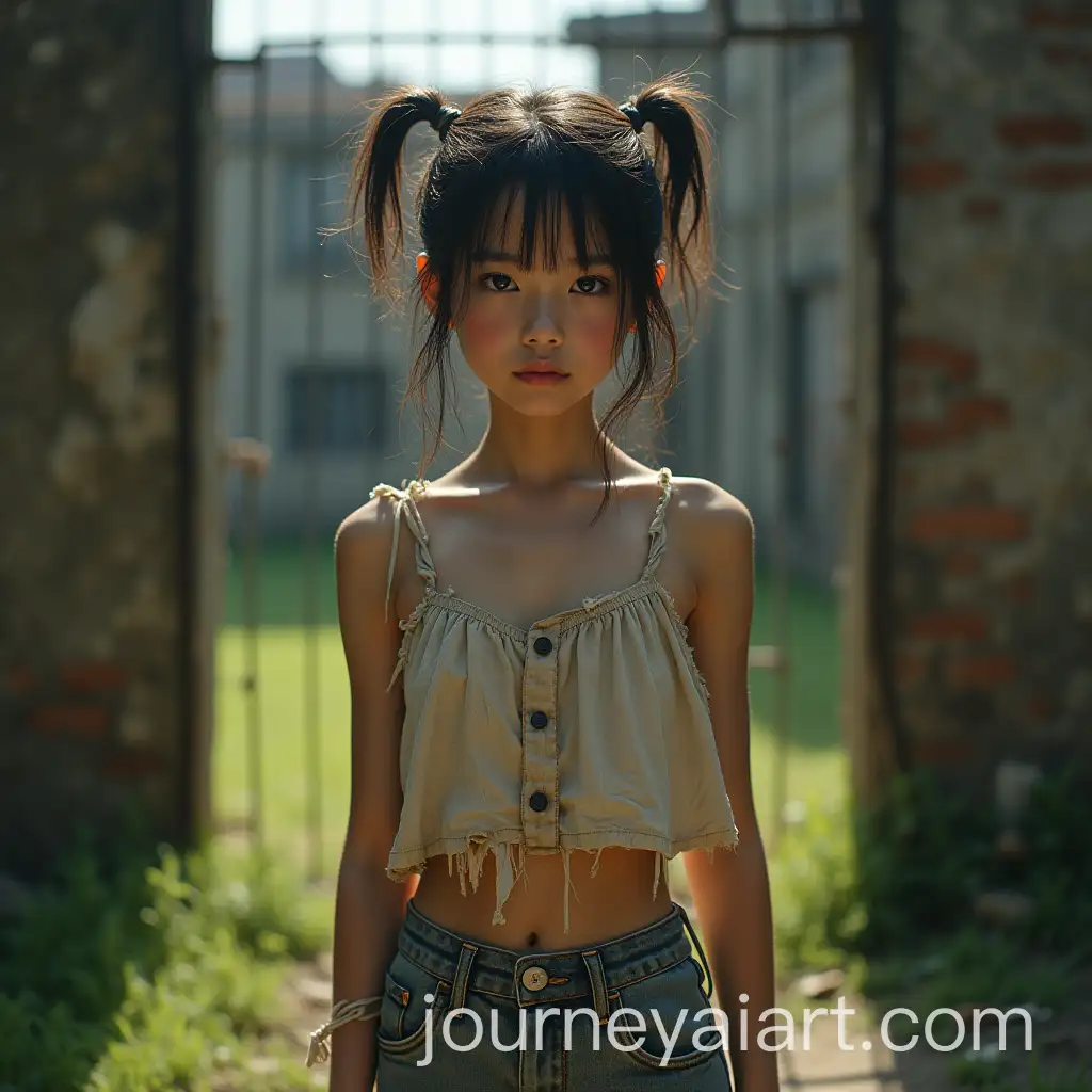 16YearOld-Asian-Girl-in-PostApocalyptic-Wasteland-with-Tattered-Summer-Clothes