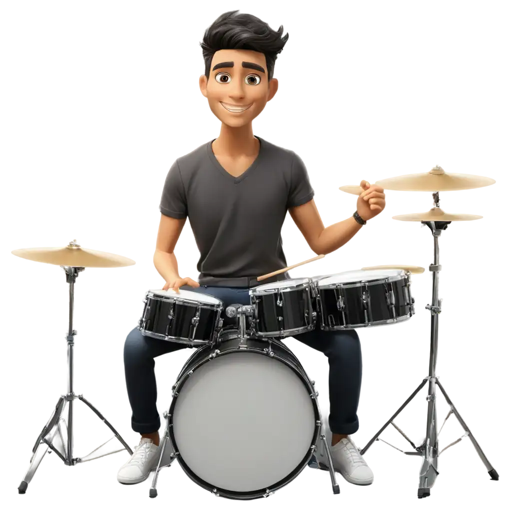 Cartoon-Male-Drummer-Playing-Complete-Drum-Set-HighQuality-PNG-Image