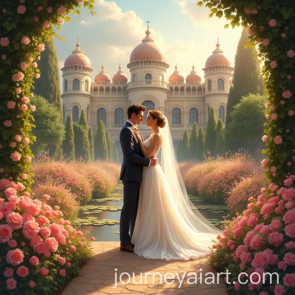 Romantic-Wedding-inAI-Art-Prompt-Expansion-Royal-Garden-with-Elegant-Couple-and-Palace-Backdrop