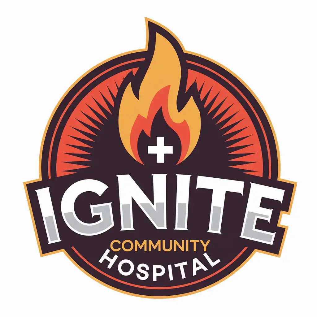 LOGO Design for Ignite Community Hospital Flame Symbol with Clear Background for Medical Dental Industry