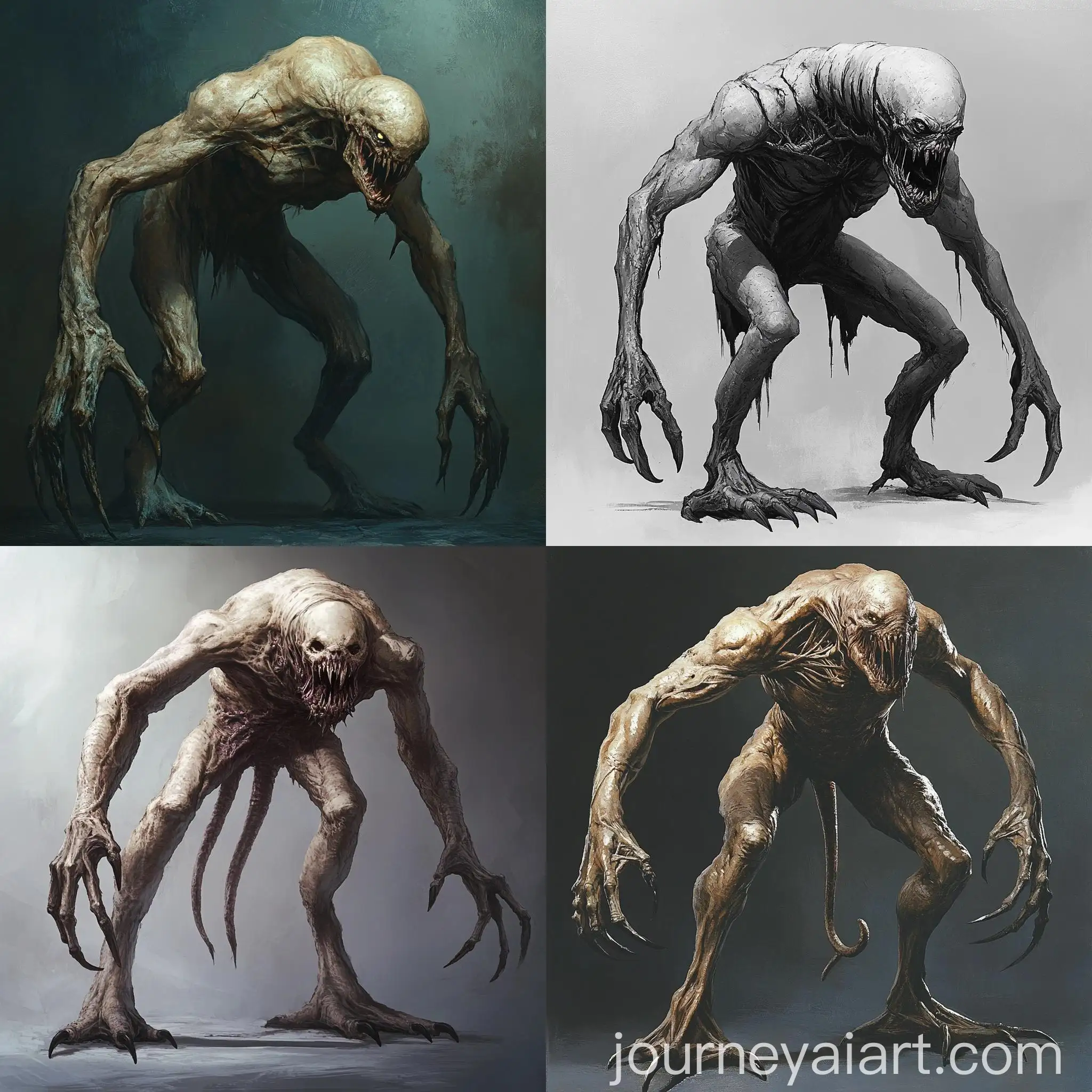 Grotesque-Dark-Fantasy-Monster-with-Wormlike-Appendage-and-Sharp-Claws