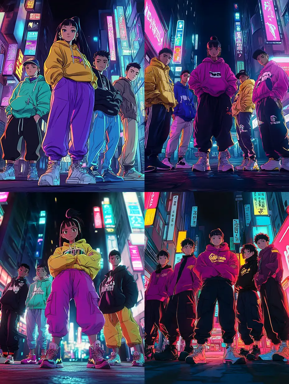 Trendy-Street-Crew-in-Neon-Cyberpunk-City