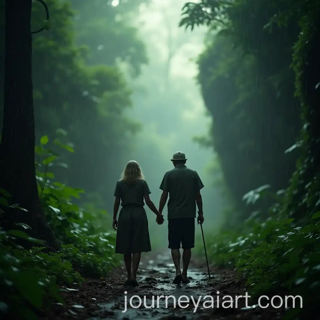 Elderly-Couple-Walking-Through-a-Rainy-Jungle-with-Slow-Music
