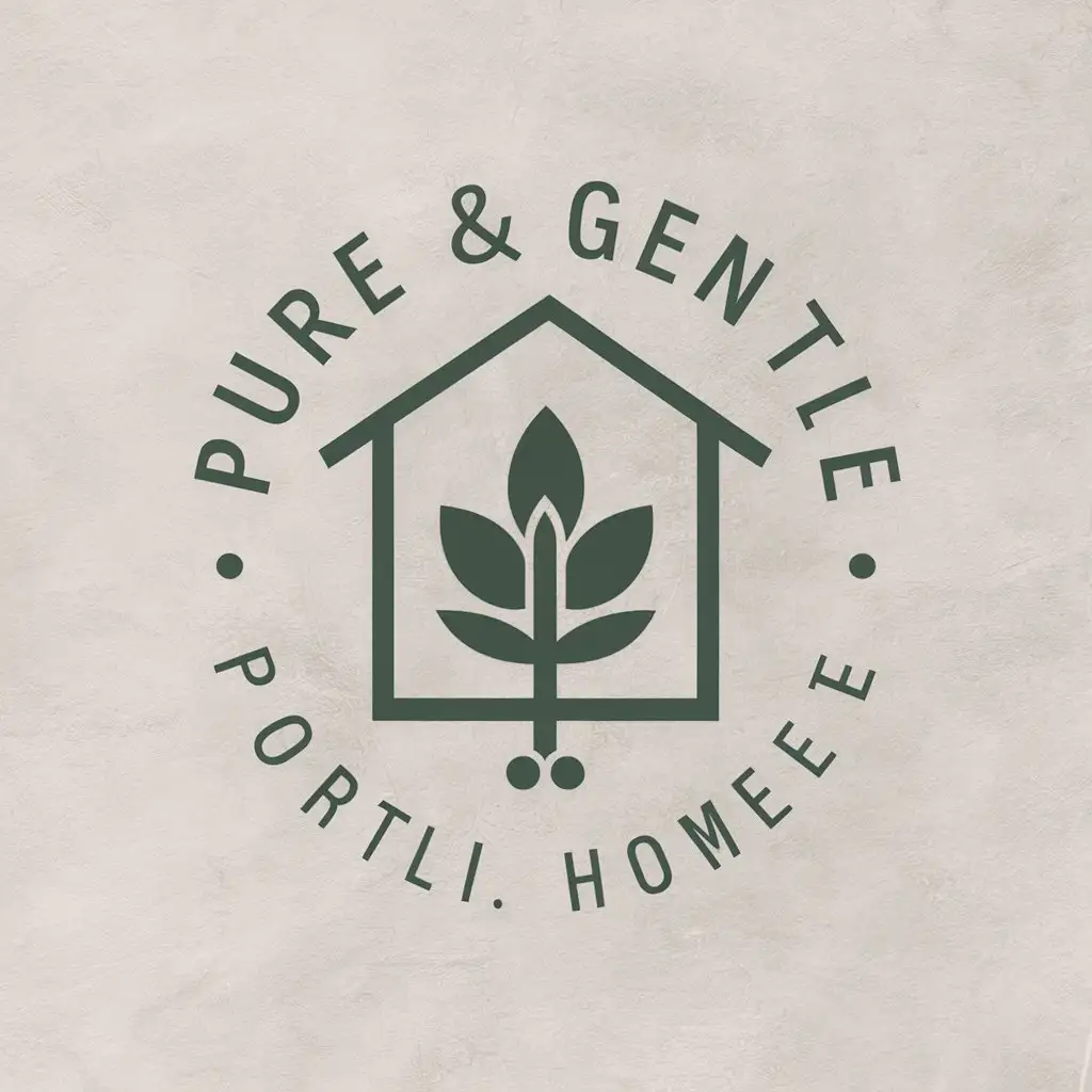 a vector logo design,with the text "Pure&Gentle", main symbol:for home,Moderate,clear background