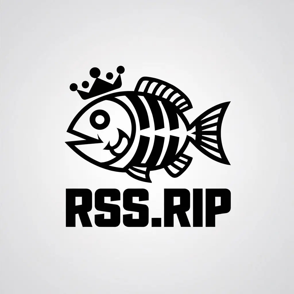 LOGO Design for Rssrip Fish Skeleton and Crown Theme on a Clear Background