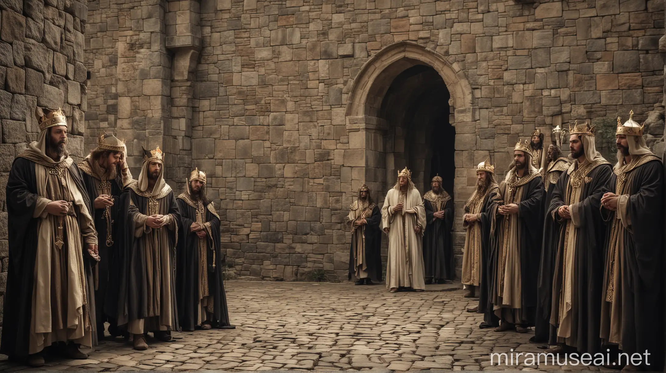 Saints Arriving at the Castle to Comfort the Suffering King