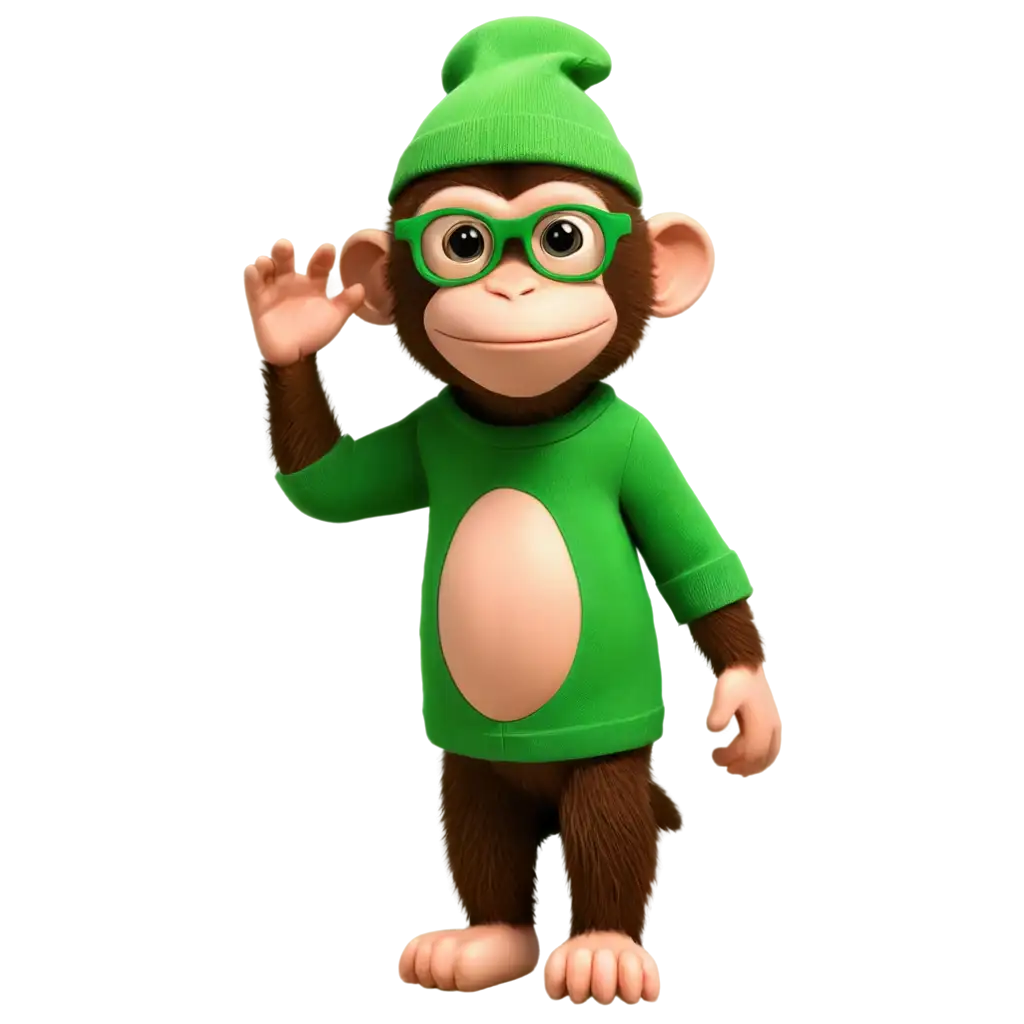 Monkey-in-Green-Glasses-and-Hat-PNG-Image-for-Creative-Projects