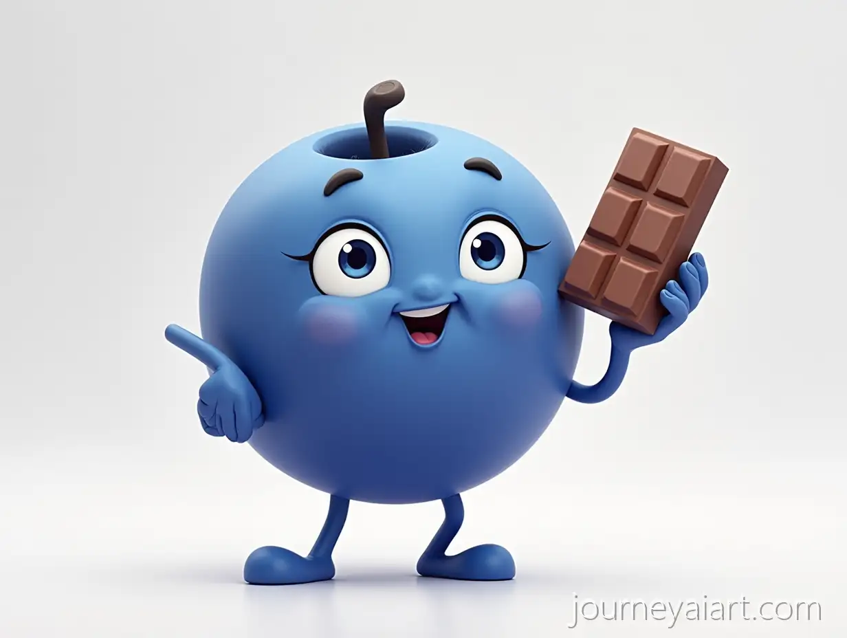 Cartoon-BlueBlueberry-character-holding-chocolateberry-Character-Holding-Chocolate-Bar-with-Eyes-and-Legs