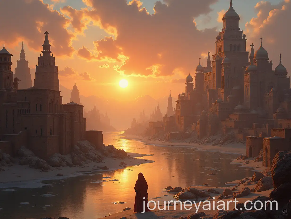 Fantasy-Arabian-Kingdom-Landscape-with-Commerce-and-Magic