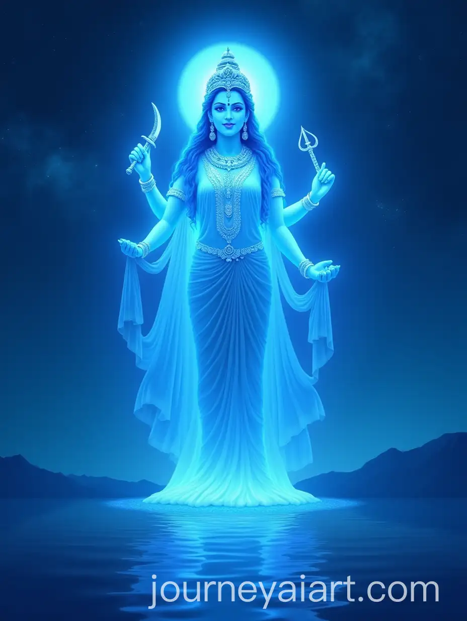 Goddess-Santoshi-in-Celestial-Grace-with-Sword-and-Trident