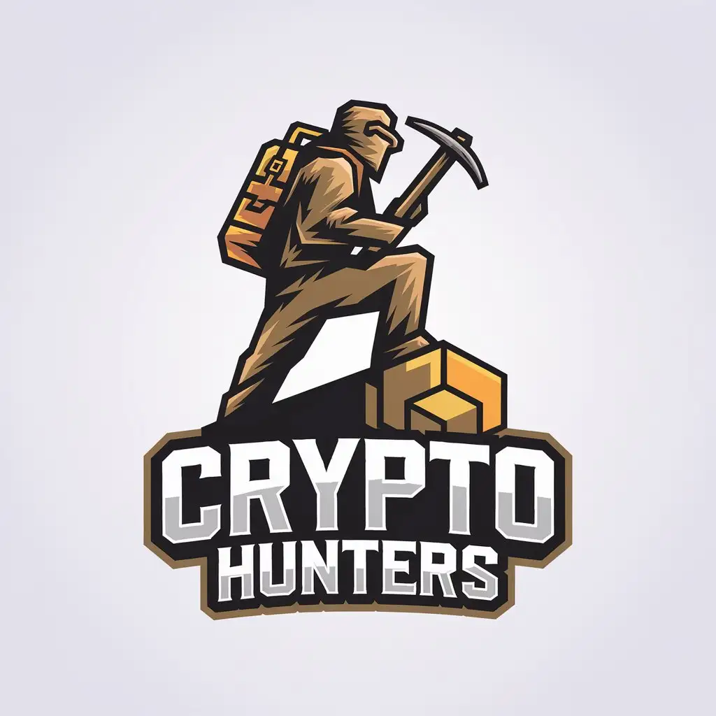 LOGO Design for Crypto Hunter Dark Men with Crypto Symbol Moderate Style  Clear Background | AI Logo Maker
