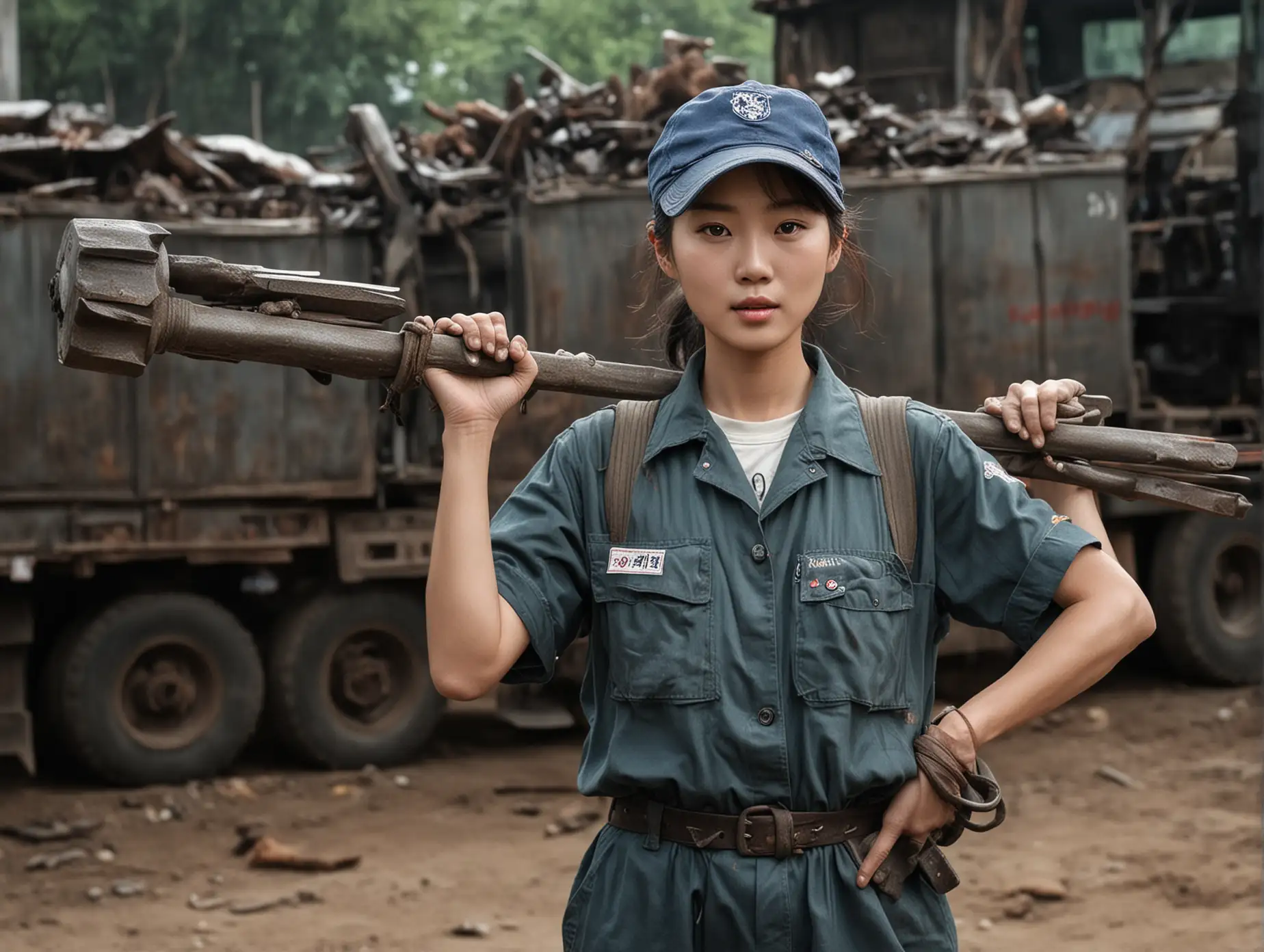 Song Yi is an iron transport truck driver, she is carrying iron tools