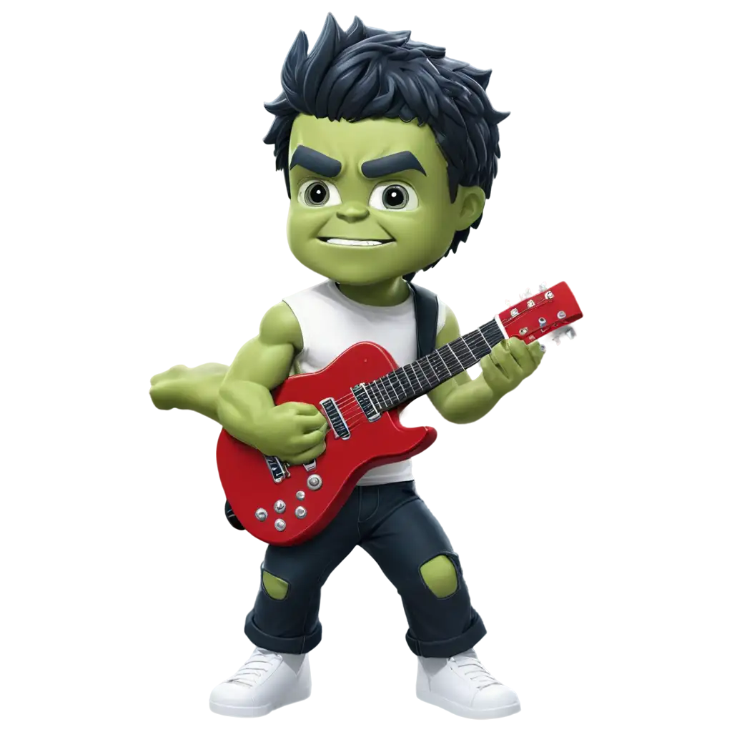 Hulk play guitar, chibi