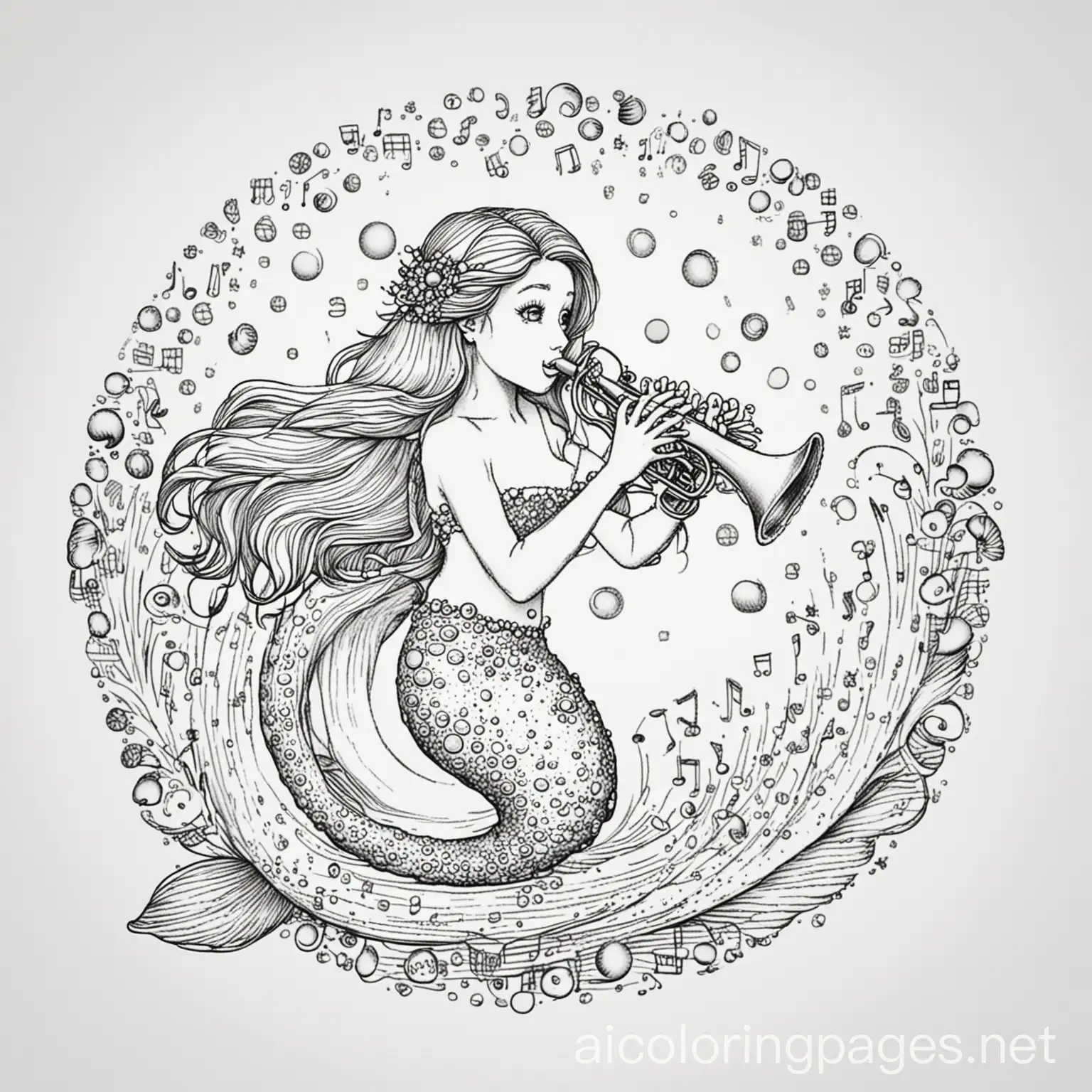 Mermaid-Playing-Seashell-Trumpet-Coloring-Page-for-Kids