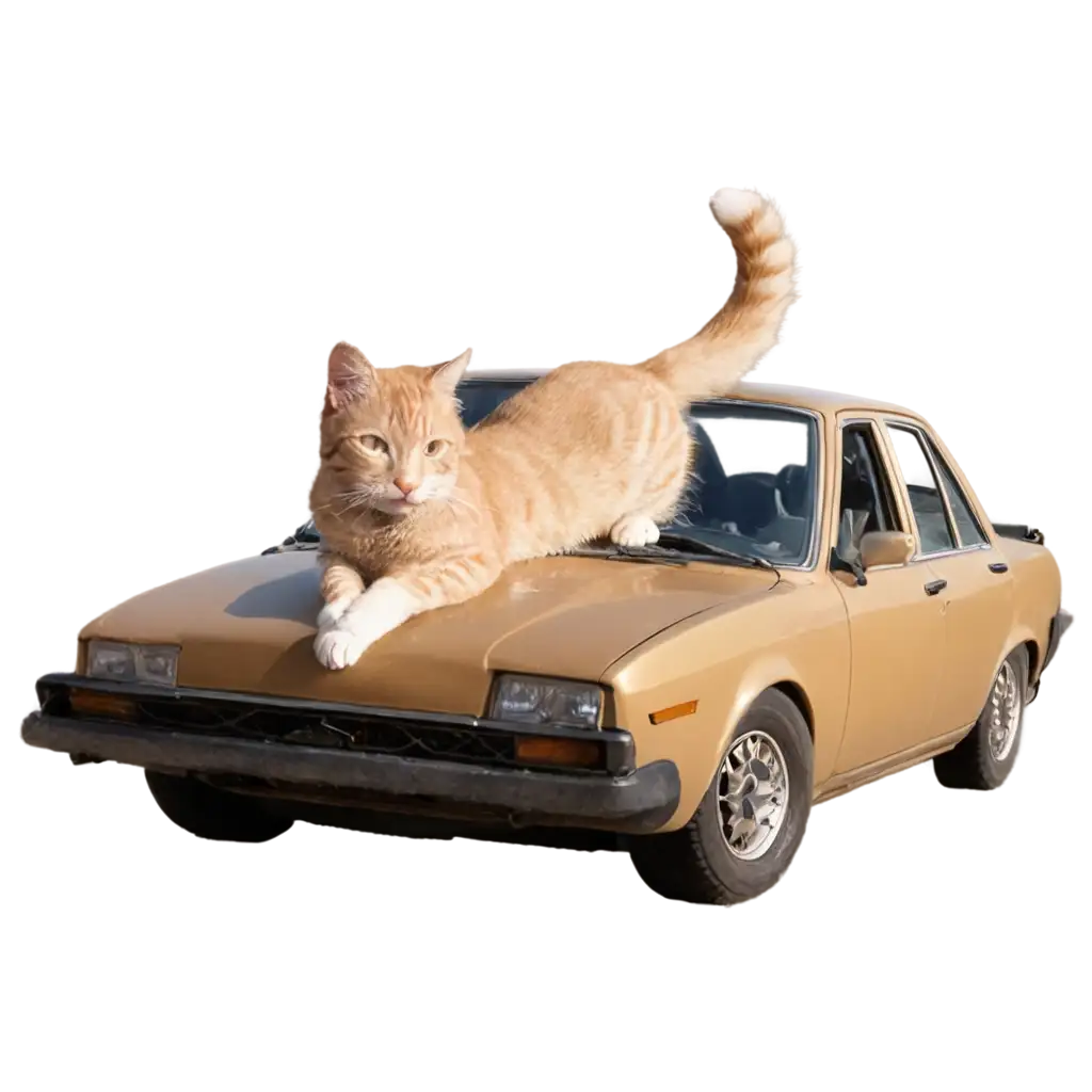 Cat lies on the car