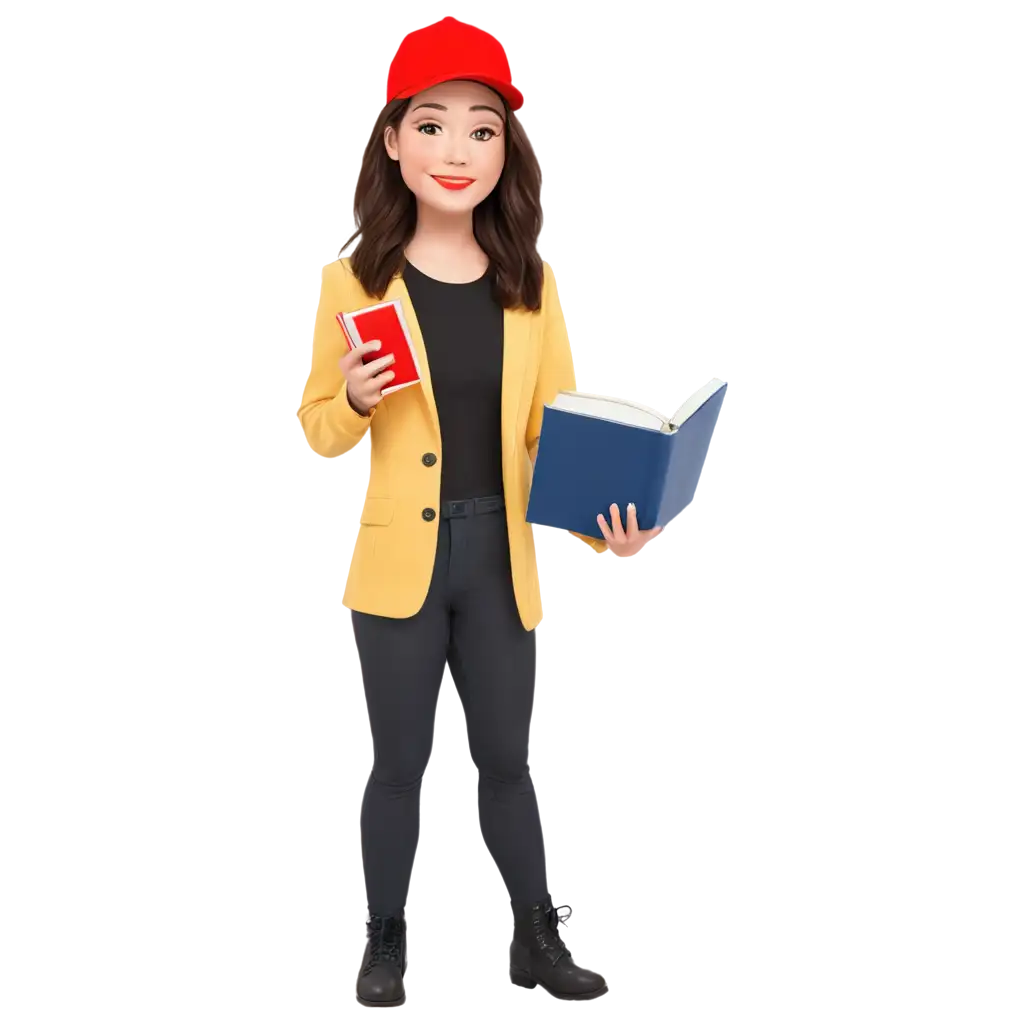 Canadian-Smiley-Woman-Holding-a-Dictionary-in-Her-Hand-PNG-Vector-Image