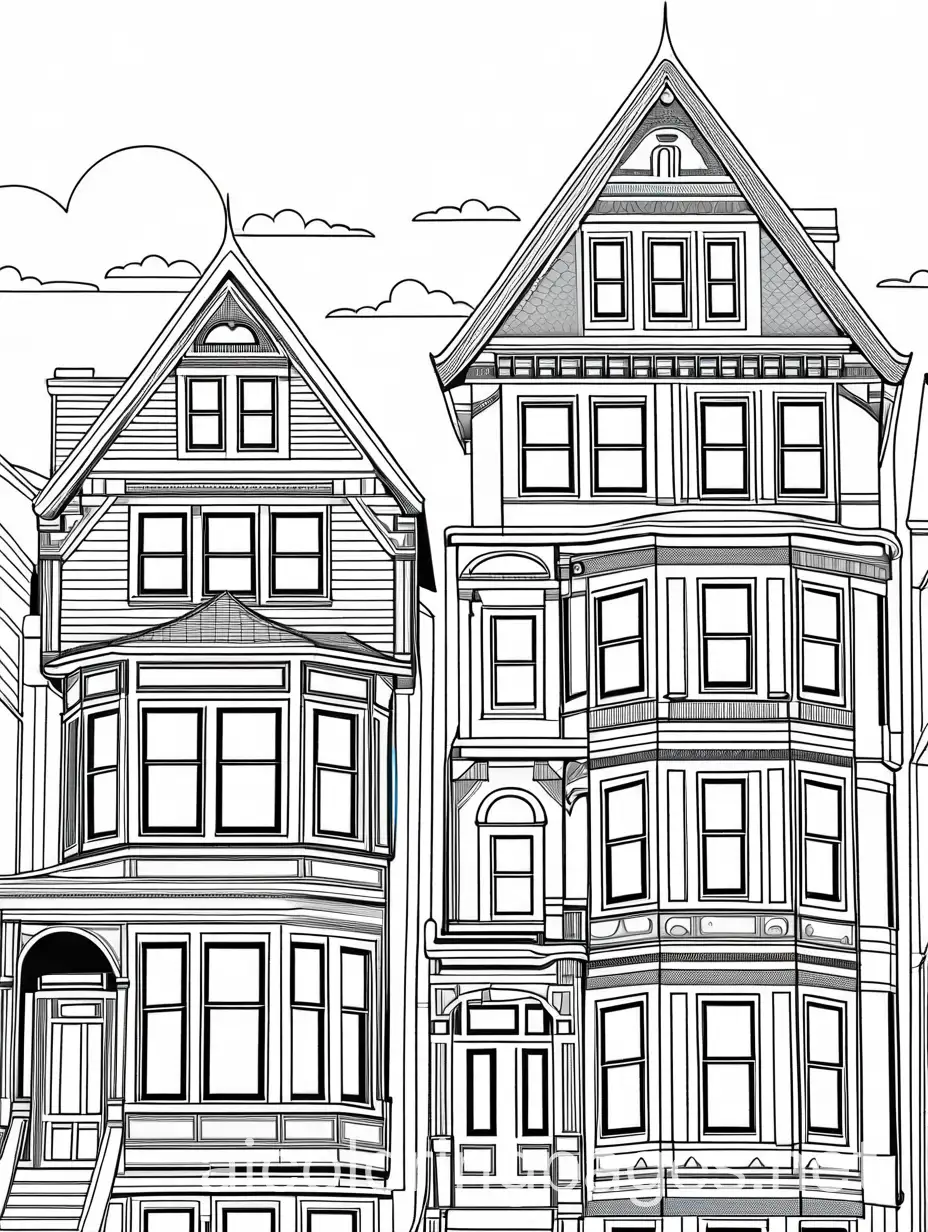 Whimsical-San-Francisco-Painted-Ladies-Coloring-Page