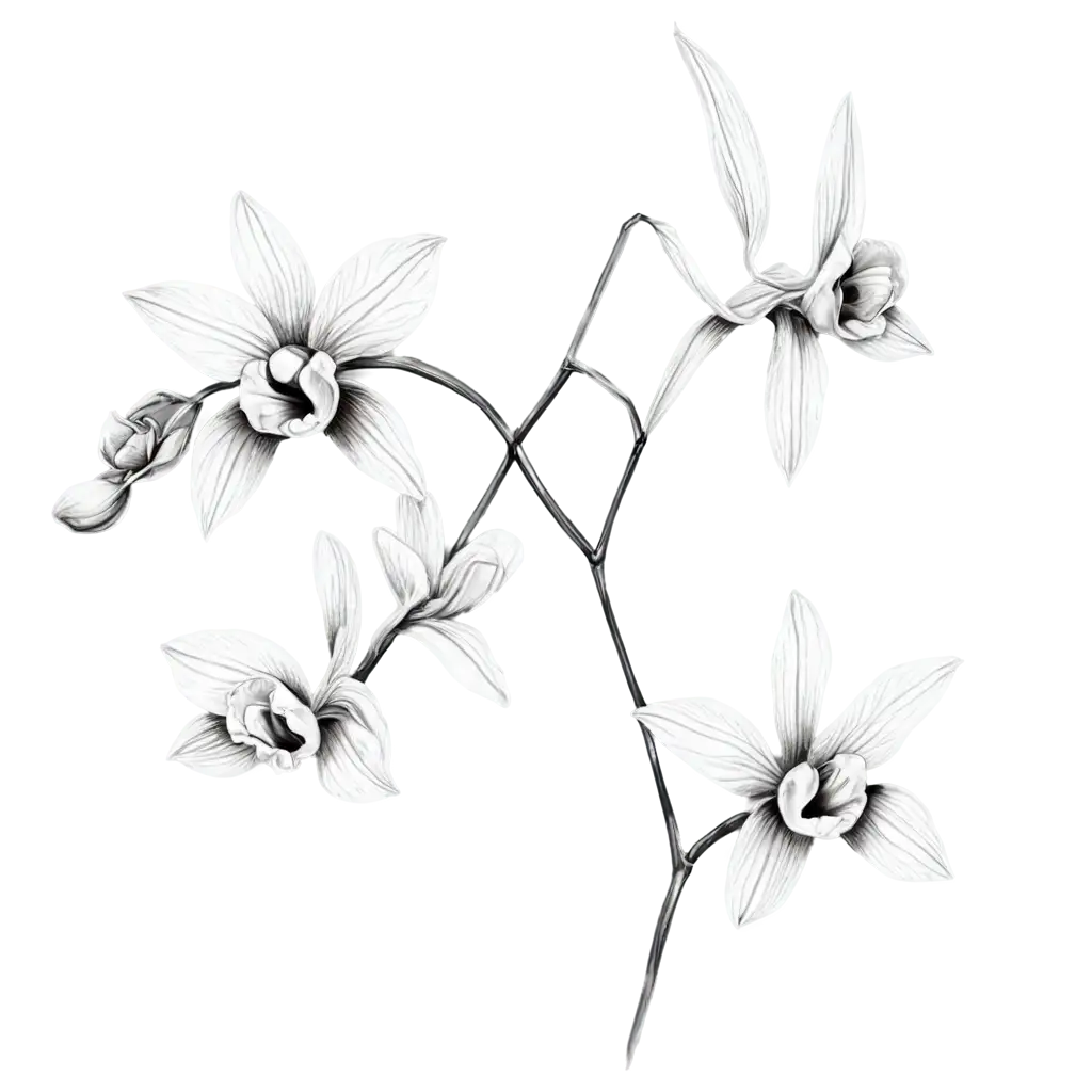 Voluminous-Orchid-Flower-Pattern-in-Lines-PNG-Elegant-and-Detailed-Line-Art-for-Digital-Projects