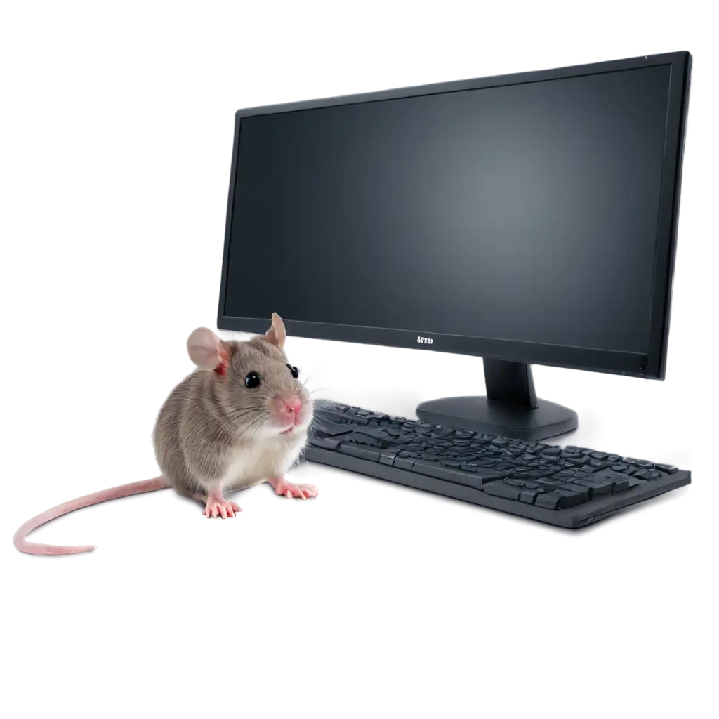 Mouse-Sitting-Near-a-PC-Monitor-PNG-Image-for-Clear-and-Crisp-Visuals