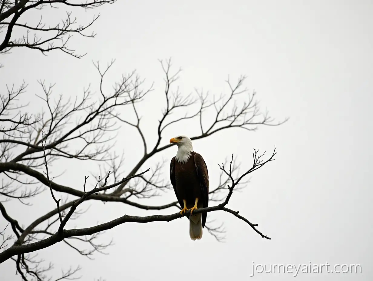 Majestic-Eagle-Perched-on-Tree-Branch-with-Soft-Blurred-Forest-Background