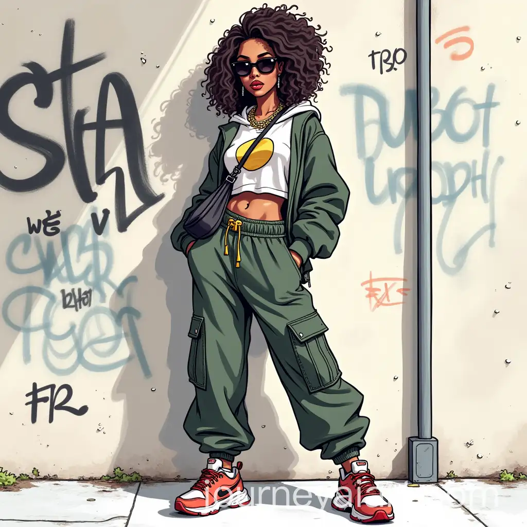 Bold-Woman-in-Urban-Streetwear-Posing-Against-Graffiti-Wall