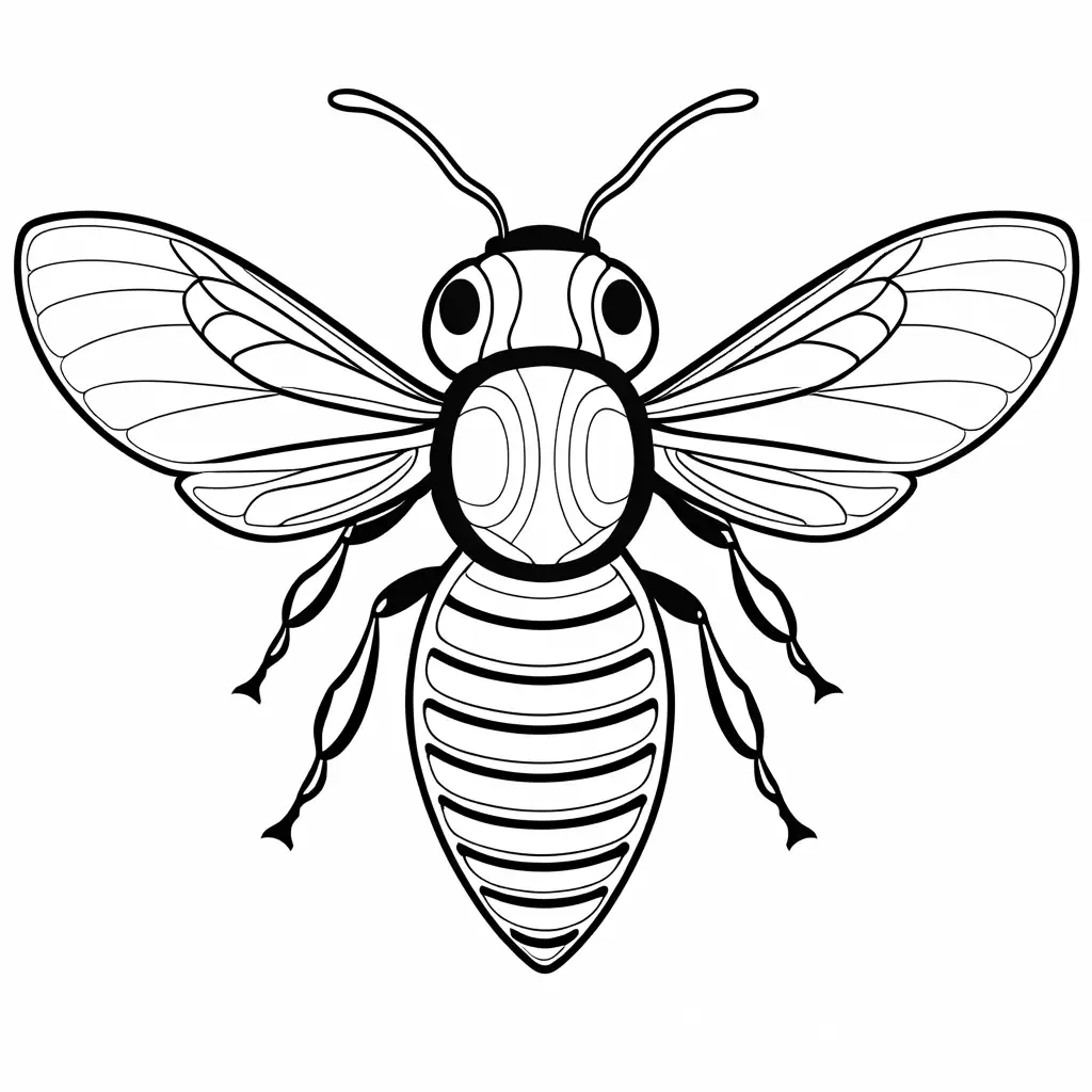 Detailed-Bee-Wings-Coloring-Page-on-White-Background