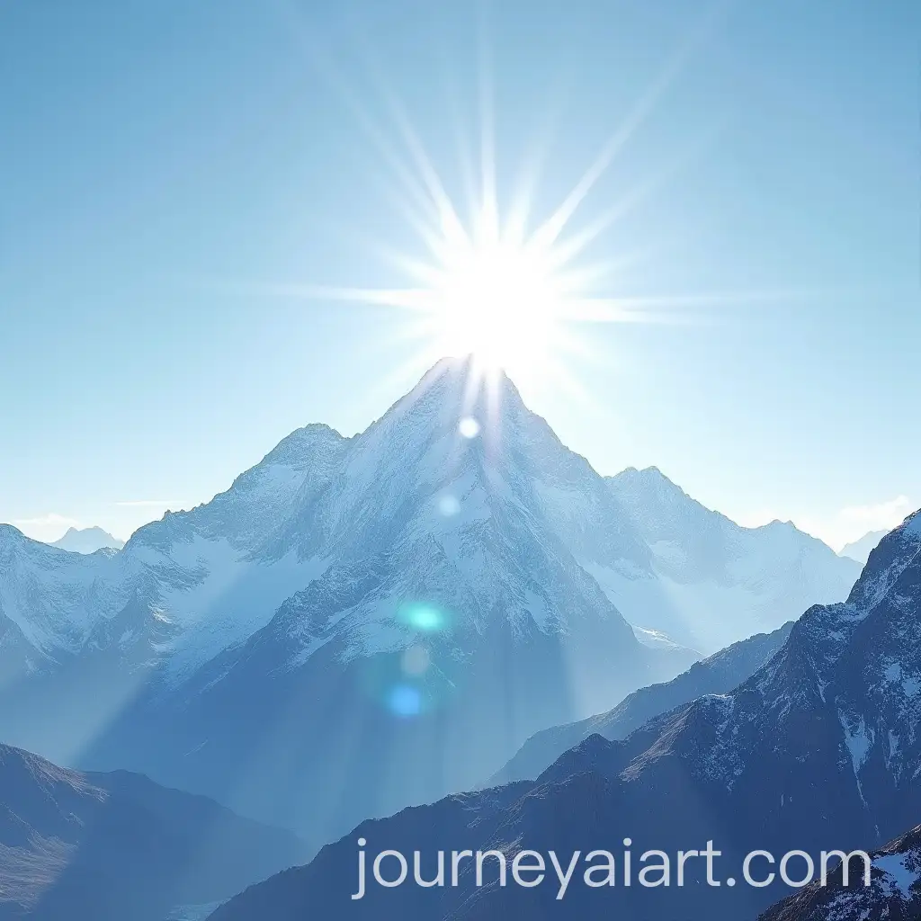 Majestic-View-of-Mount-Everest-with-Clear-Sky-and-Glistening-Sun