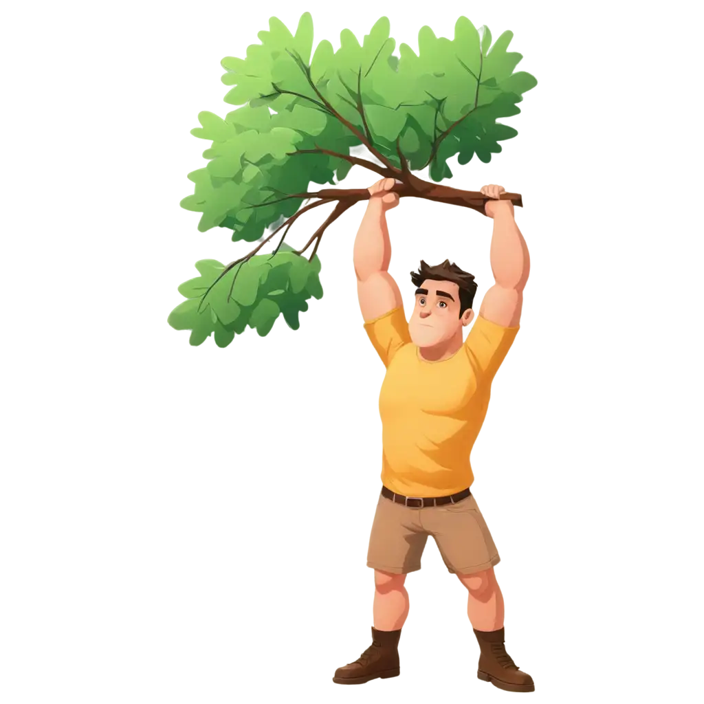 Big-Strong-Man-Carrying-Tree-Above-Head-PNG-HighQuality-Cartoon-Style-Image-for-Multiple-Uses