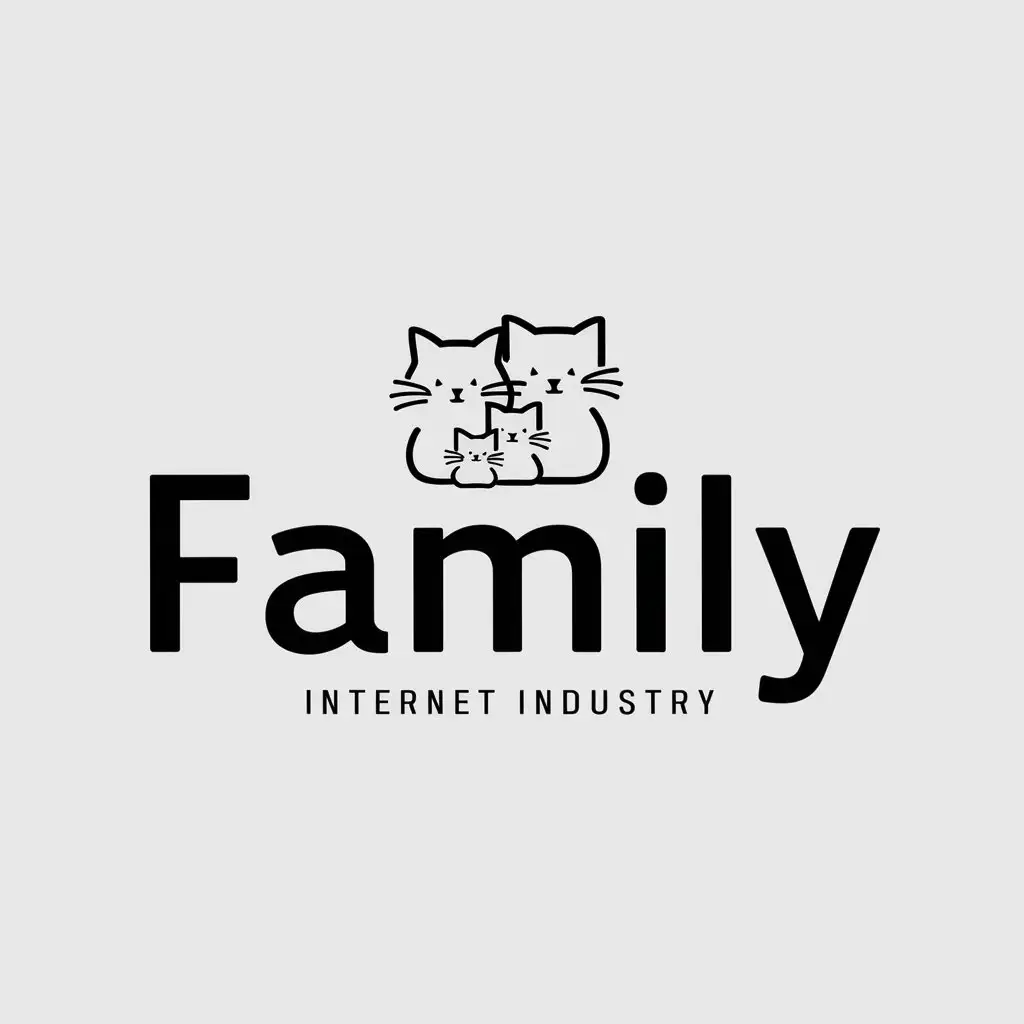 a logo design,with the text "Family", main symbol:family consisting of cats,complex,be used in Internet industry,clear background