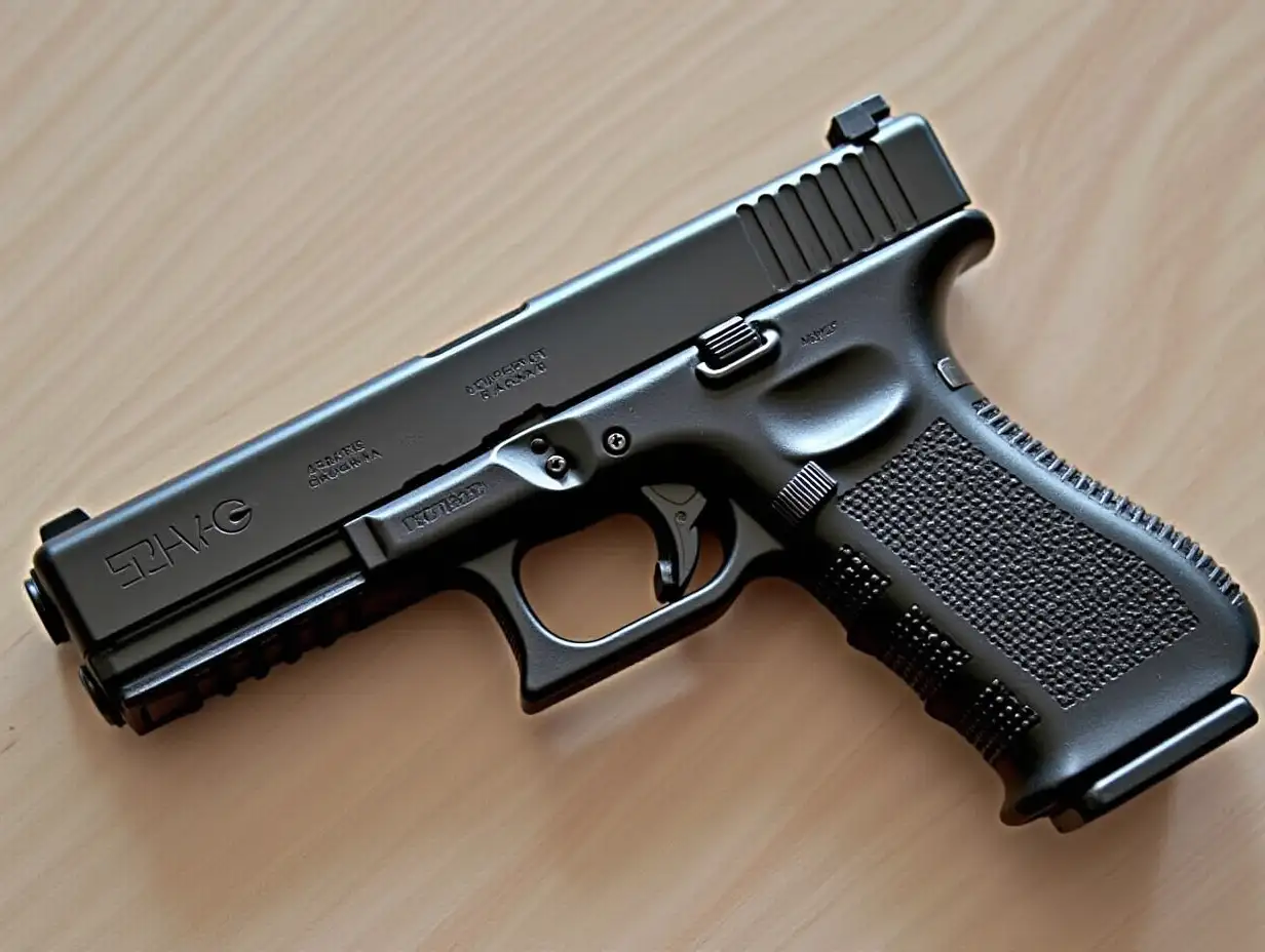 Create a Glock pistol chrome blackred for me