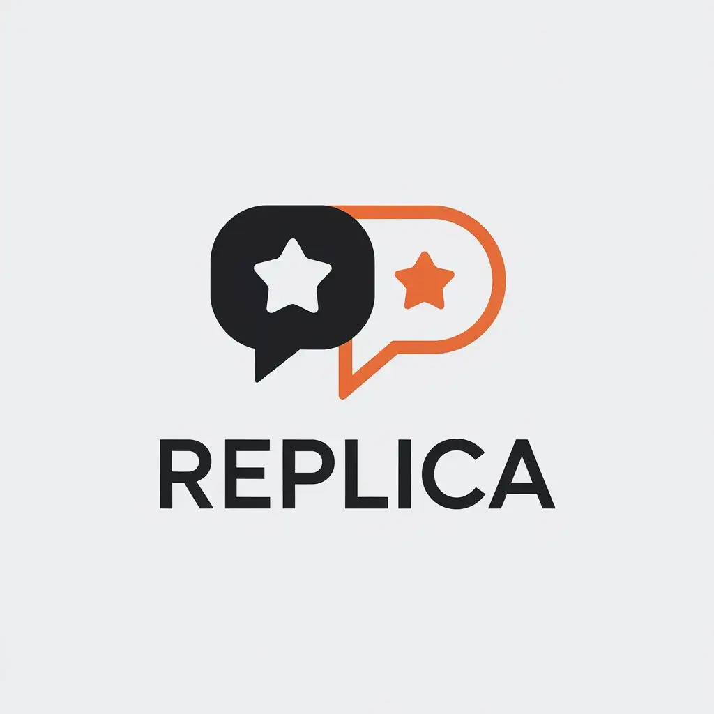 a vector logo design,with the text "Replica", main symbol:Customer review,Minimalistic,clear background