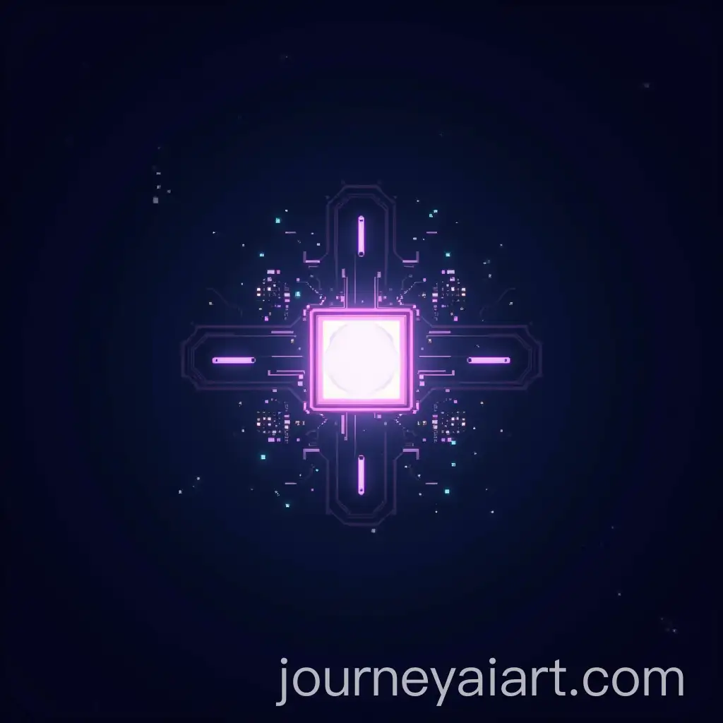 Futuristic-Pixel-Art-Logo-with-Glowing-Center-and-Digital-History-Theme