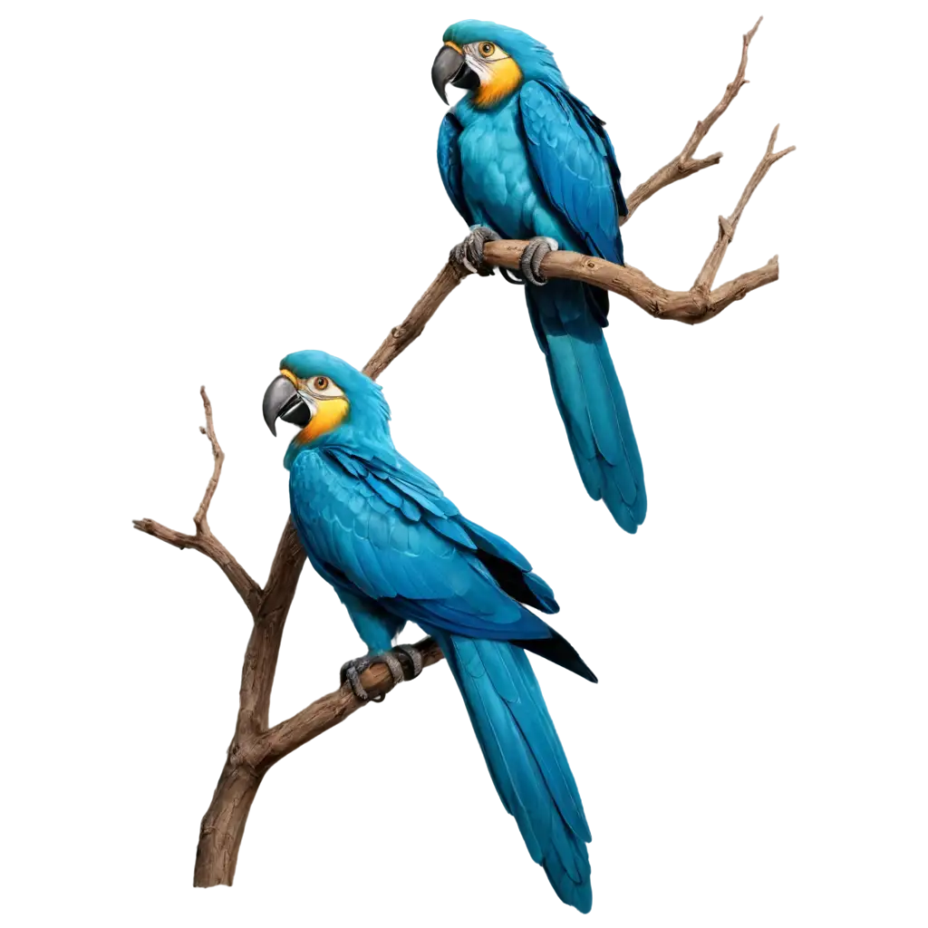 Blue-Macaws-on-Top-of-a-Tree-PNG-Image-High-Quality-Wildlife-Illustration